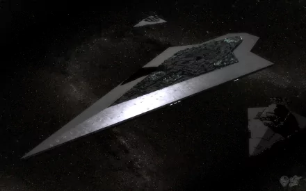 HD desktop wallpaper featuring a Sci-Fi Star Wars Super Star Destroyer in deep space, showcasing its massive and imposing structure against a dark cosmic background.