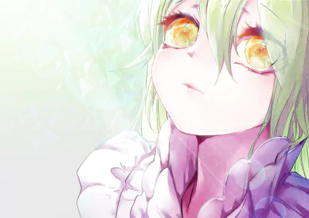orange eyes green hair Anime girl anime girl HD Desktop Wallpaper | Background Image