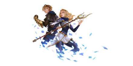HD PC desktop wallpaper featuring Ezreal and Lux from League of Legends, showcased in a vibrant Legends of Runeterra video game artwork.