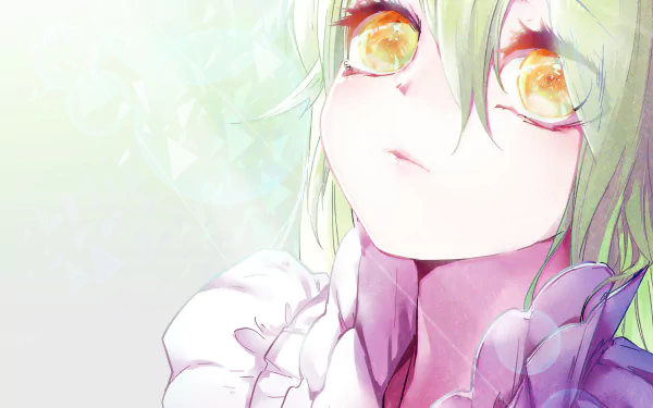 orange eyes green hair Anime girl anime girl HD Desktop Wallpaper | Background Image