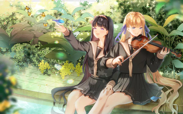 butterfly bird long hair Anime Original Anime Bird HD Desktop Wallpaper | Background Image