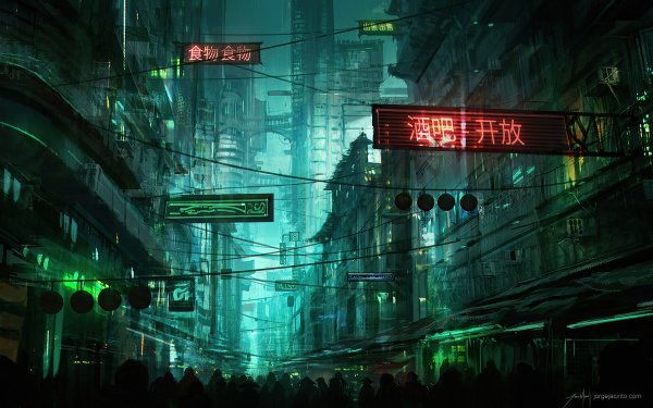 Sci Fi City Crowd Futuristic Building HD Wallpaper | Background Image