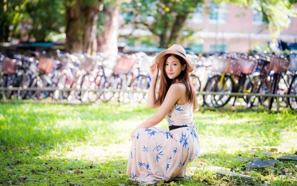 Women Asian Model Dress Brunette Long Hair Depth Of Field HD Wallpaper | Background Image