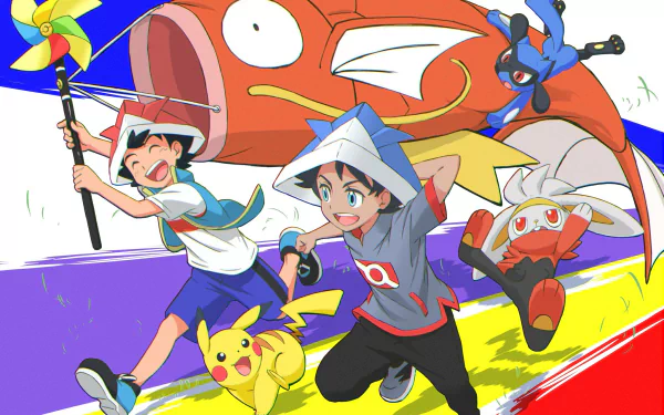 blue eyes Riolu (Pokémon) Raboot (Pokémon) Pikachu Goh (Pokémon) Ash Ketchum Anime Pokemon HD Desktop Wallpaper | Background Image
