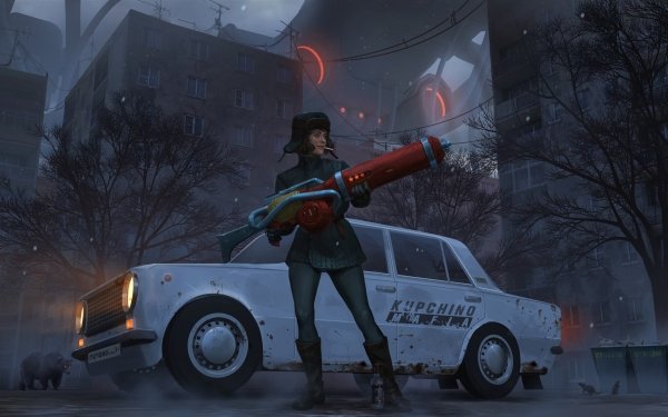 Sci Fi Women Warrior Car Gun Russia Bear Futuristic Woman Warrior HD Wallpaper | Background Image