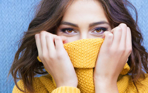 stare hazel eyes brunette face woman model HD Desktop Wallpaper | Background Image