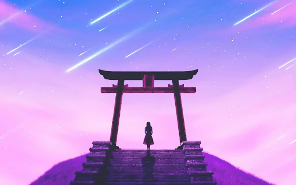 torii Anime shrine HD Desktop Wallpaper | Background Image