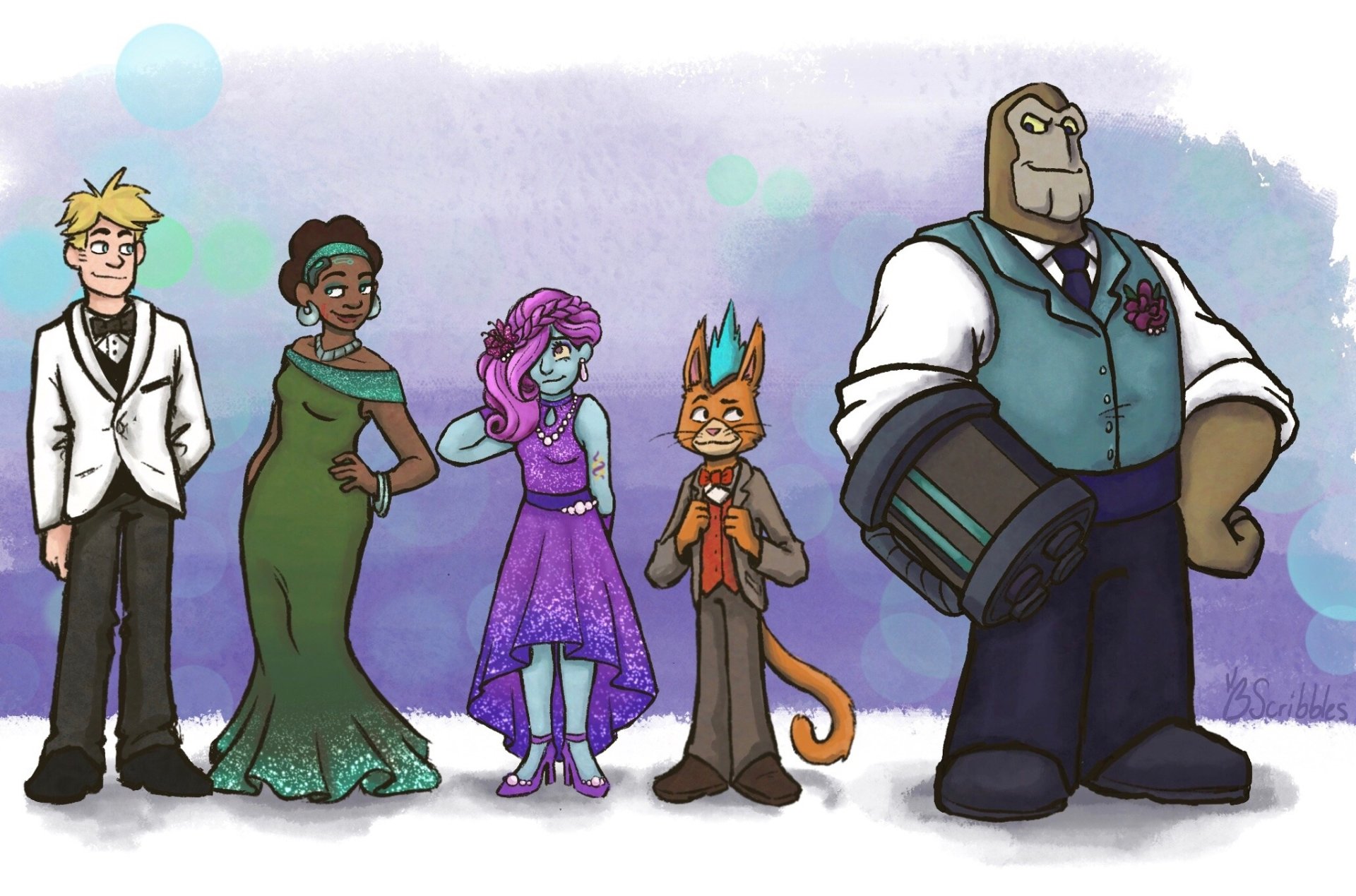 Download Pink Hair Tuxedo Suit Dress Blonde Little Cato (Final Space) Ash Graven Fox (Final Space) Gary Goodspeed Nightfall (Final Space) TV Show Final Space HD Wallpaper by butterflyscribbles