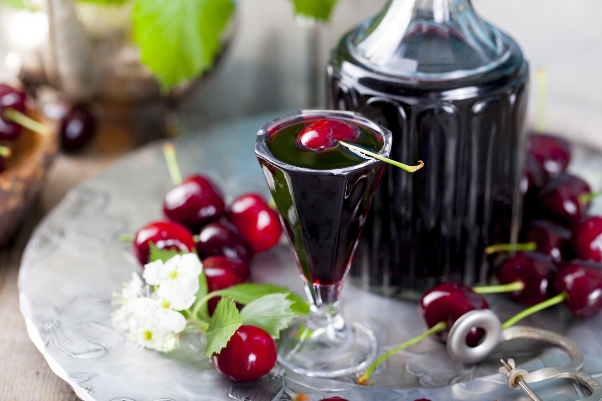 Download Still Life Fruit Glass Alcohol Cherry Food Drink HD Wallpaper