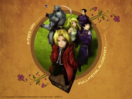 Roy Mustang Alphonse Elric Maes Hughes Winry Rockbell Edward Elric Anime Fullmetal Alchemist HD Desktop Wallpaper | Background Image