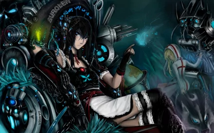 A 4K Ultra HD PC desktop wallpaper featuring White Rock Shooter from the Black Rock Shooter anime, depicted with dark mechanical elements and glowing blue accents.