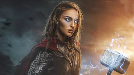 Lady Thor Mjölnir Jane Foster Natalie Portman movie Thor: Love and Thunder HD Desktop Wallpaper | Background Image