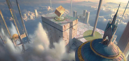 cloud building cube fantasy temple HD Desktop Wallpaper | Background Image