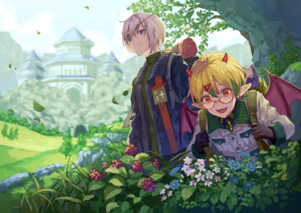 glasses white hair demon blonde Anime Original HD Desktop Wallpaper | Background Image