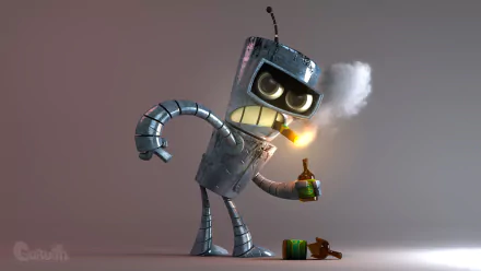 robot cigar Bender (Futurama) TV Show Futurama HD Desktop Wallpaper | Background Image