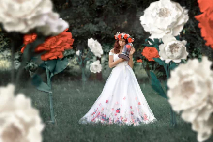 wreath dress woman mood HD Desktop Wallpaper | Background Image