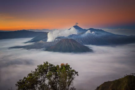 Indonesia fog cloud nature Mount Bromo HD Desktop Wallpaper | Background Image