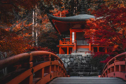 Kyoto Japan temple bridge religious Daigo-ji HD Desktop Wallpaper | Background Image