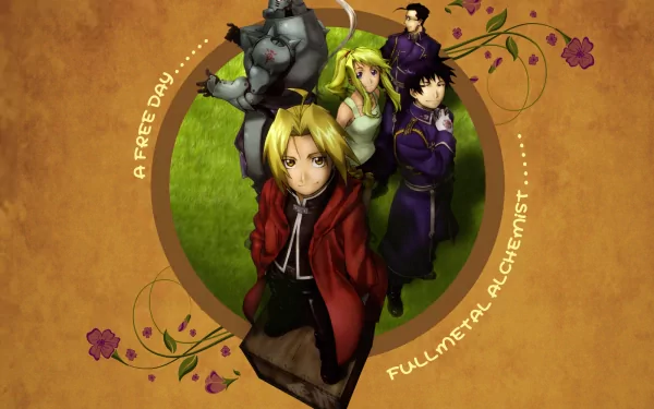 Roy Mustang Alphonse Elric Maes Hughes Winry Rockbell Edward Elric Anime Fullmetal Alchemist HD Desktop Wallpaper | Background Image