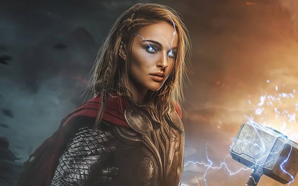 Movie Thor: Love and Thunder Natalie Portman Jane Foster Mjölnir Lady Thor HD Wallpaper | Background Image