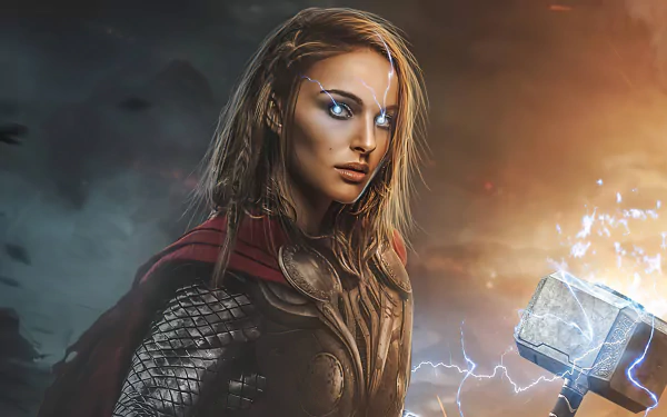 Lady Thor Mjölnir Jane Foster Natalie Portman movie Thor: Love and Thunder HD Desktop Wallpaper | Background Image