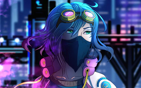 goggles blue hair Sci Fi woman HD Desktop Wallpaper | Background Image