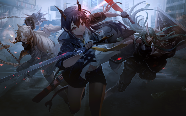 Video Game Arknights Ch'en Swire Hoshiguma Sword Long Hair HD Wallpaper | Background Image