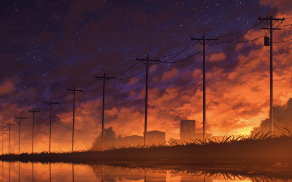 Anime Sunset Sky Starry Sky HD Wallpaper | Background Image