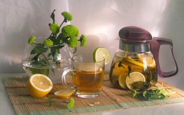 Food Tea Glass Lemon Still Life Drink HD Wallpaper | Background Image
