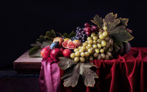 apple grapes nectarine fig food still life HD Desktop Wallpaper | Background Image