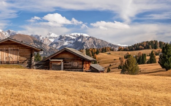 Man Made Cabin Fall Dolomites HD Wallpaper | Background Image