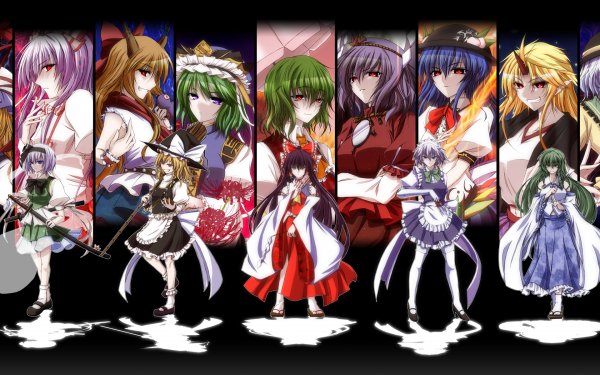 Anime Touhou Flandre Scarlet Yukari Yakumo Fujiwara no Mokou Suika Ibuki Eiki Shiki Yuuka Kazami Kanako Yasaka Tenshi Hinanawi Yuugi Hoshiguma Koishi Komeiji Byakuren Hijiri Youmu Konpaku Marisa Kirisame Reimu Hakurei Sakuya Izayoi Sanae Kochiya HD Wallpaper | Background Image