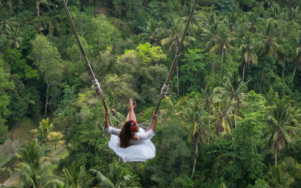 Indonesia Bali jungle swing woman mood HD Desktop Wallpaper | Background Image