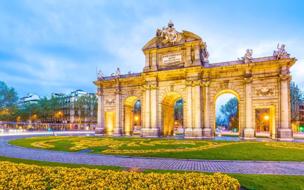 Puerta de Alcalá square Spain man made Madrid HD Desktop Wallpaper | Background Image