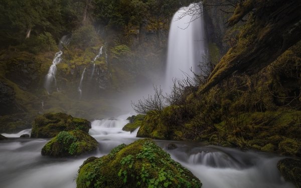 Nature Waterfall Waterfalls Stone River Moss HD Wallpaper | Background Image