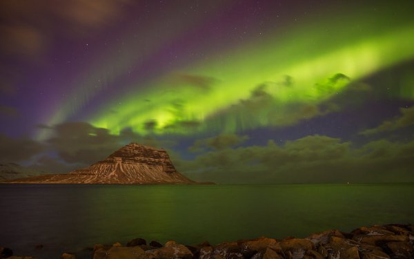 Nature Aurora Borealis Sea Mountain Iceland HD Wallpaper | Background Image