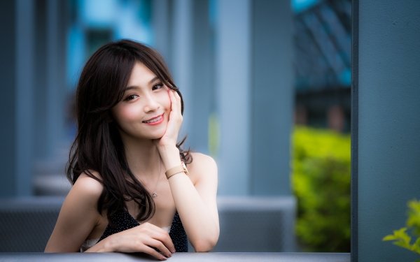 Women Asian Model Depth Of Field Brunette Smile HD Wallpaper | Background Image