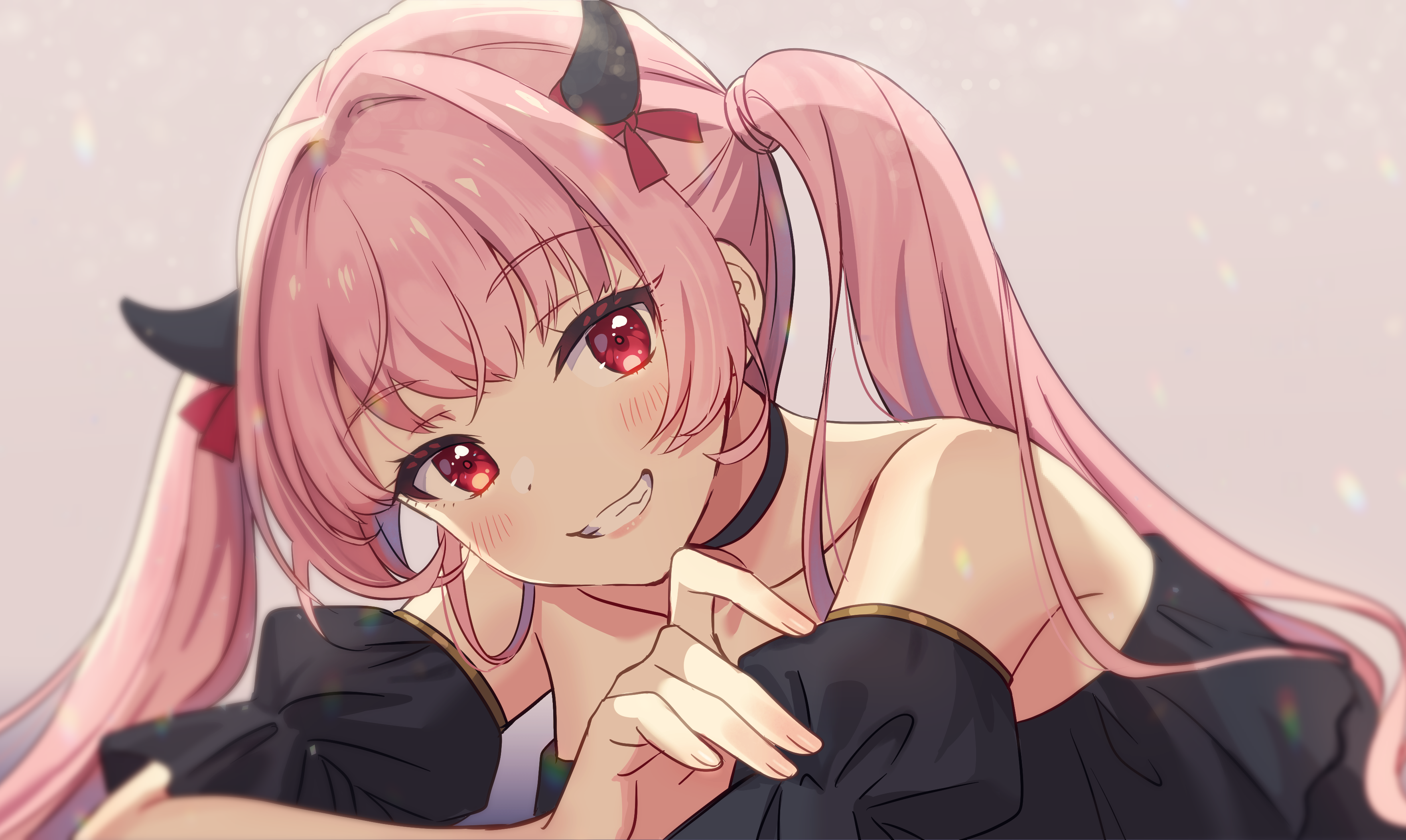 Twintail Smile: Pink-Haired Anime Girl HD Wallpaper by emu