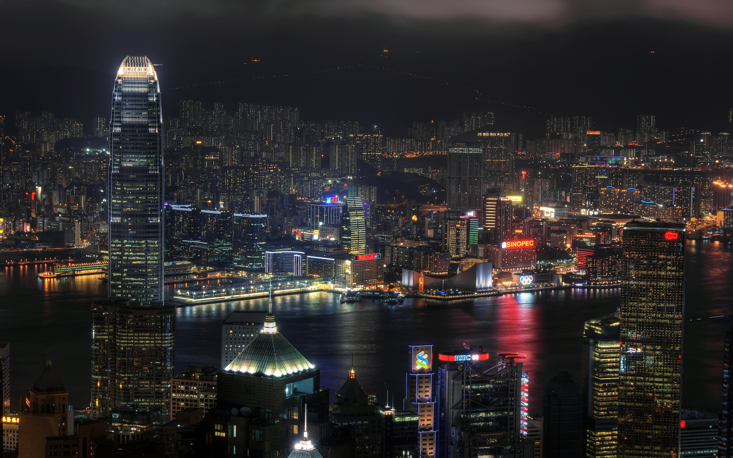 Hong Kong cityscape with towering skyscrapers and urban landscape