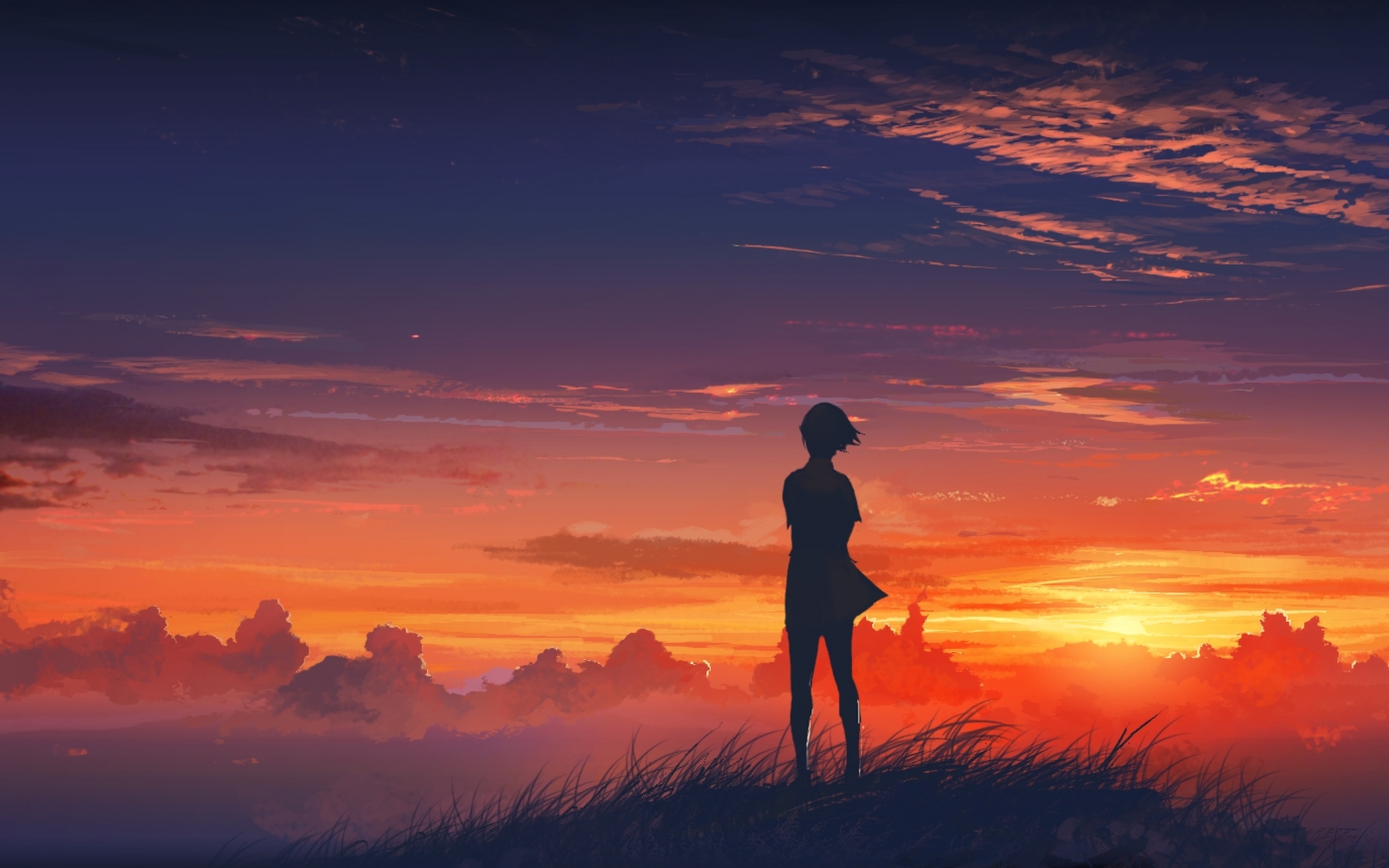 Anime girl named Standing alone. Desktop wallpaper by Agnidevi.