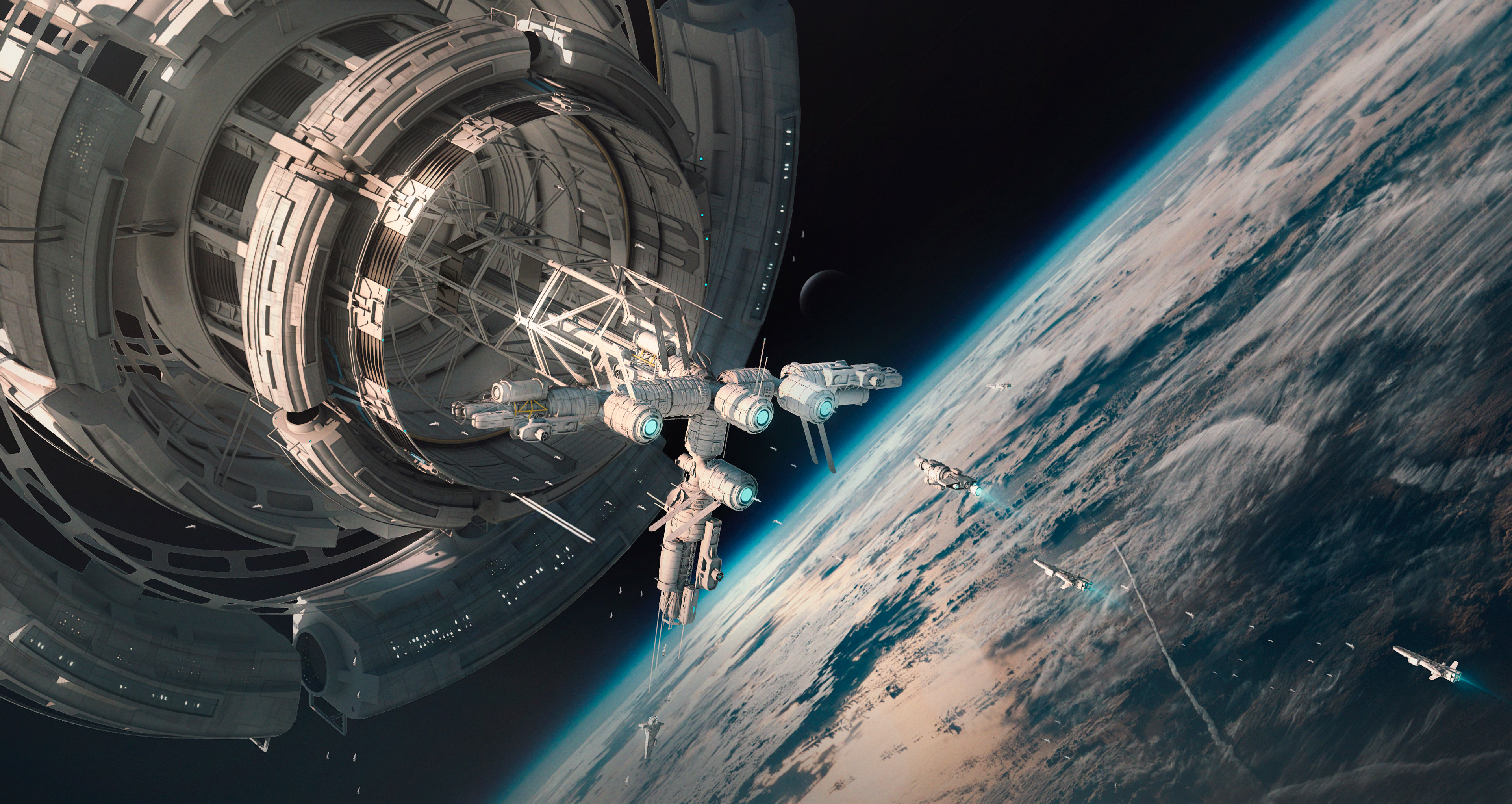 futuristic space station background