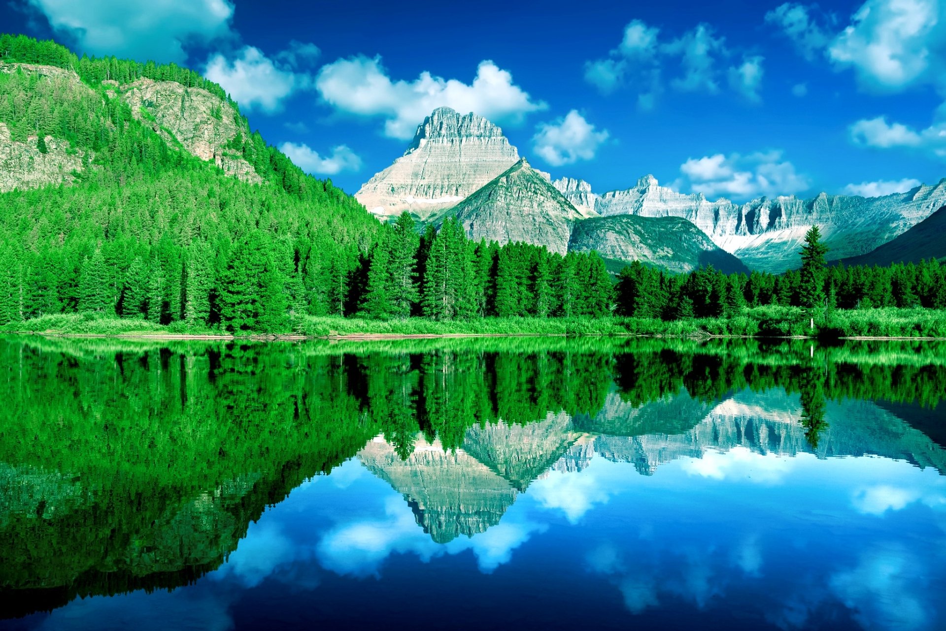 Download Forest Lake Mountain Nature Reflection HD Wallpaper