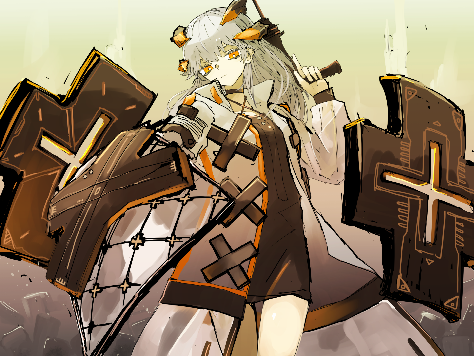 Download White Hair Yellow Eyes Saria (Arknights) Video Game Arknights HD Wallpaper by けんせい