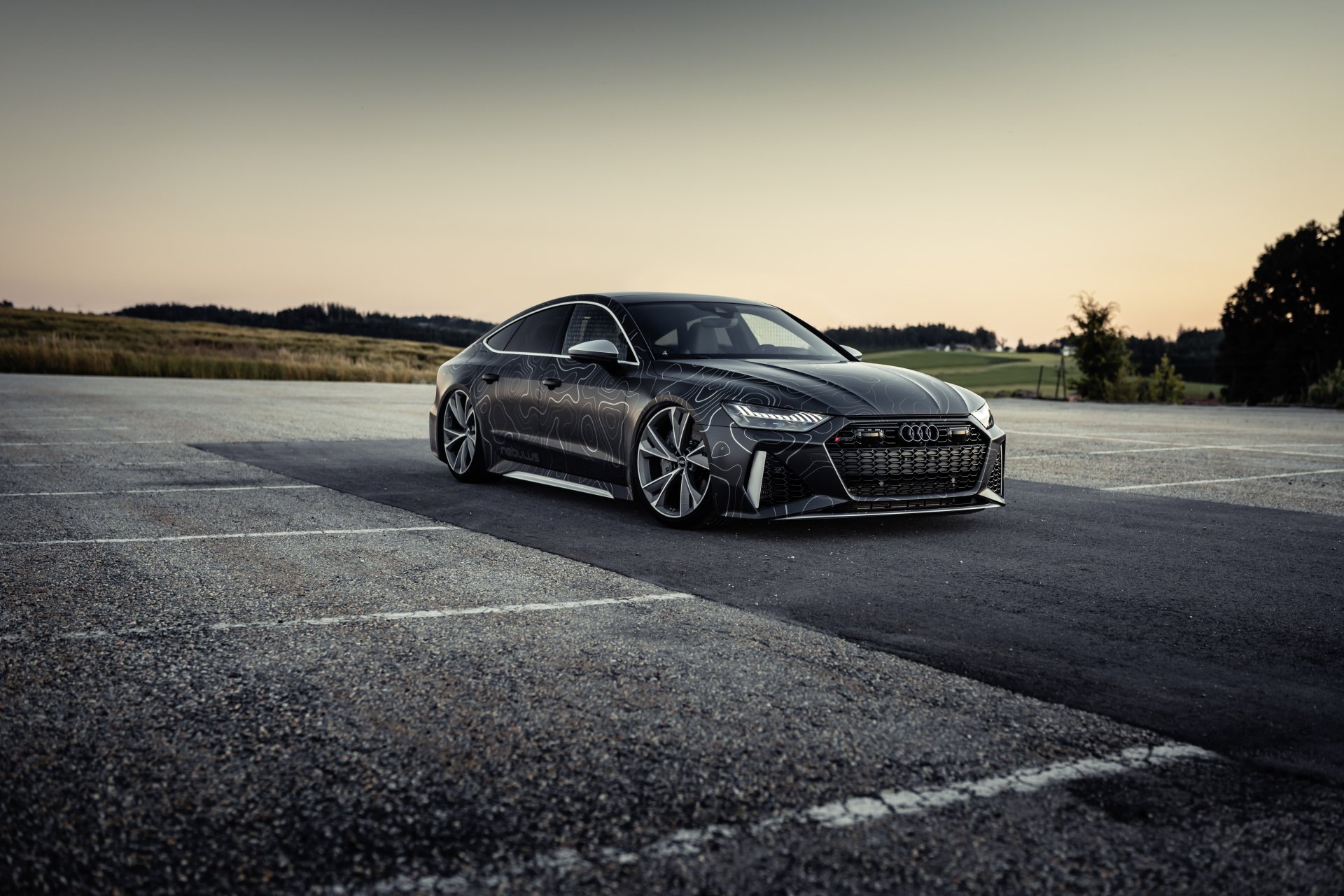 Download Black Car Car Audi Vehicle Audi RS7 8k Ultra HD Wallpaper