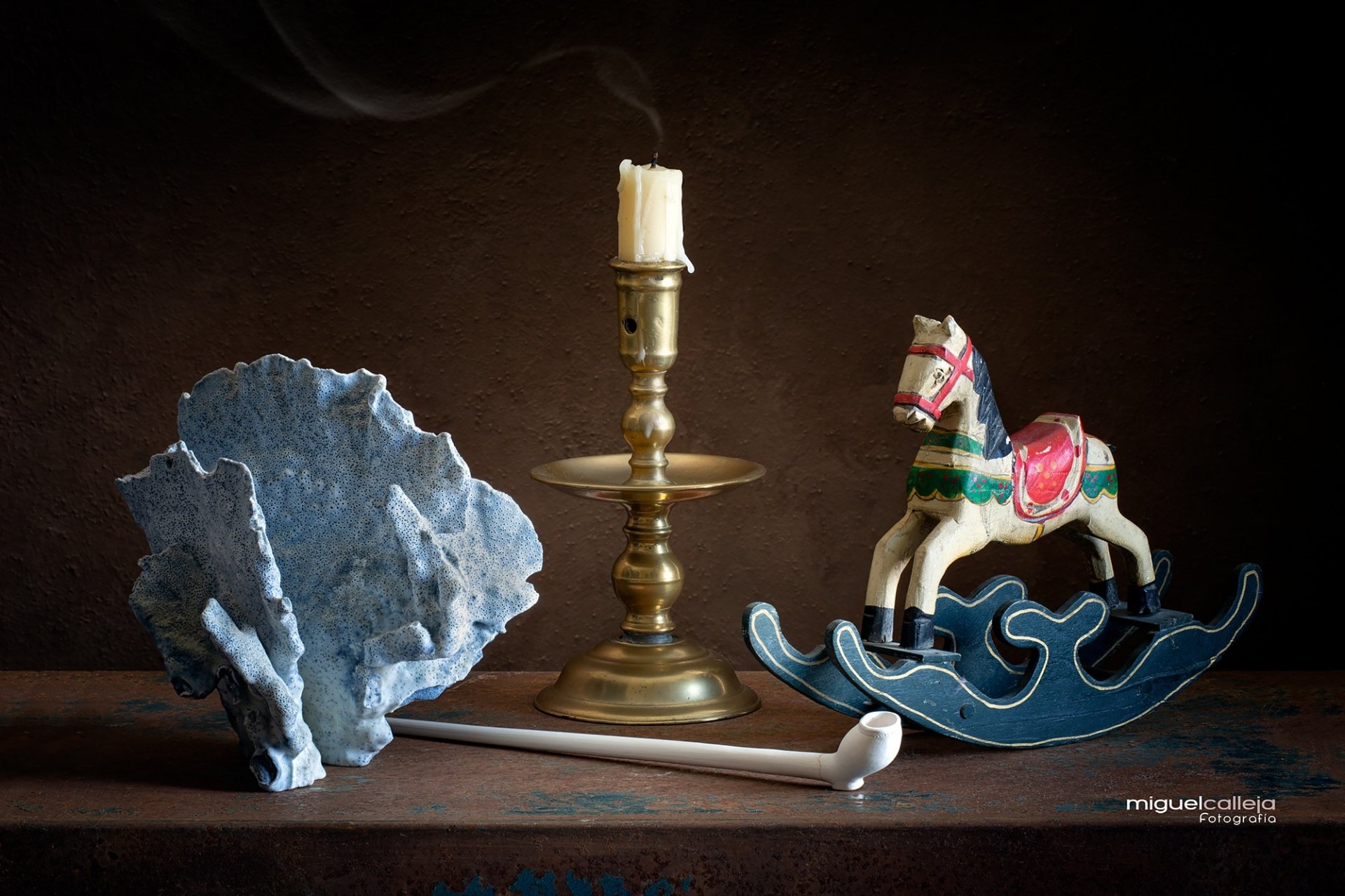 Download Rocking Horse Coral Horse Pipe Candle Toy Photography Still Life HD Wallpaper