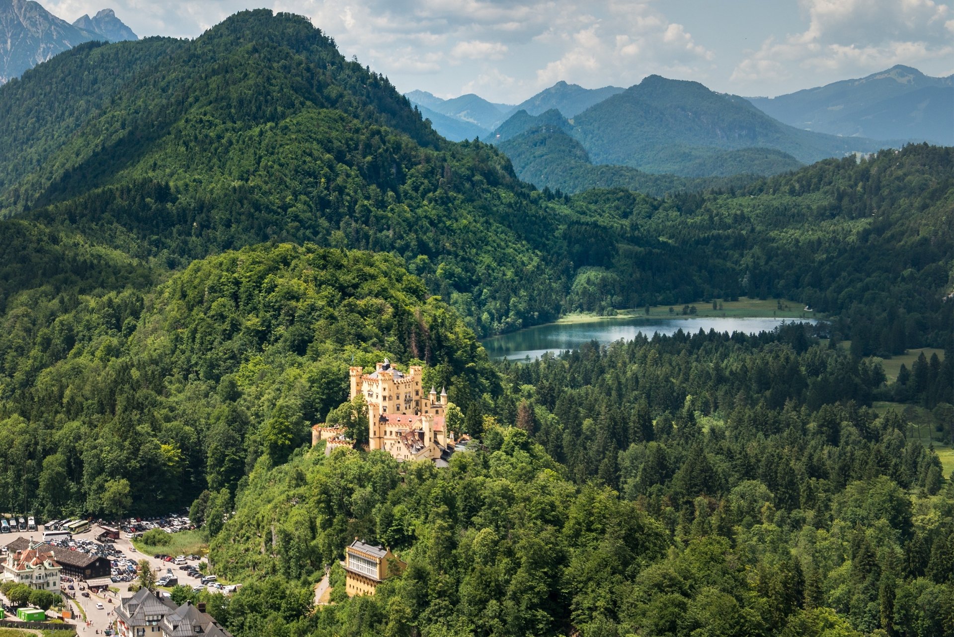 Download Germany Castle Lake Mountain Forest Man Made Hohenschwangau Castle HD Wallpaper