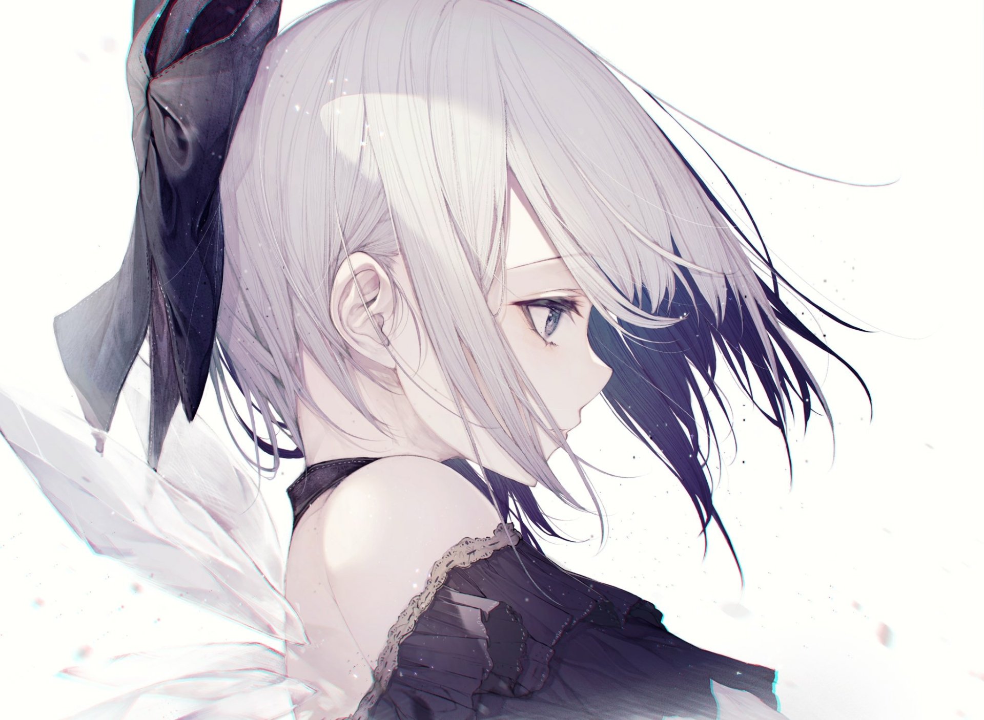 HD anime desktop wallpaper featuring Cirno from Touhou, showcasing delicate white hair and soft, detailed art style.