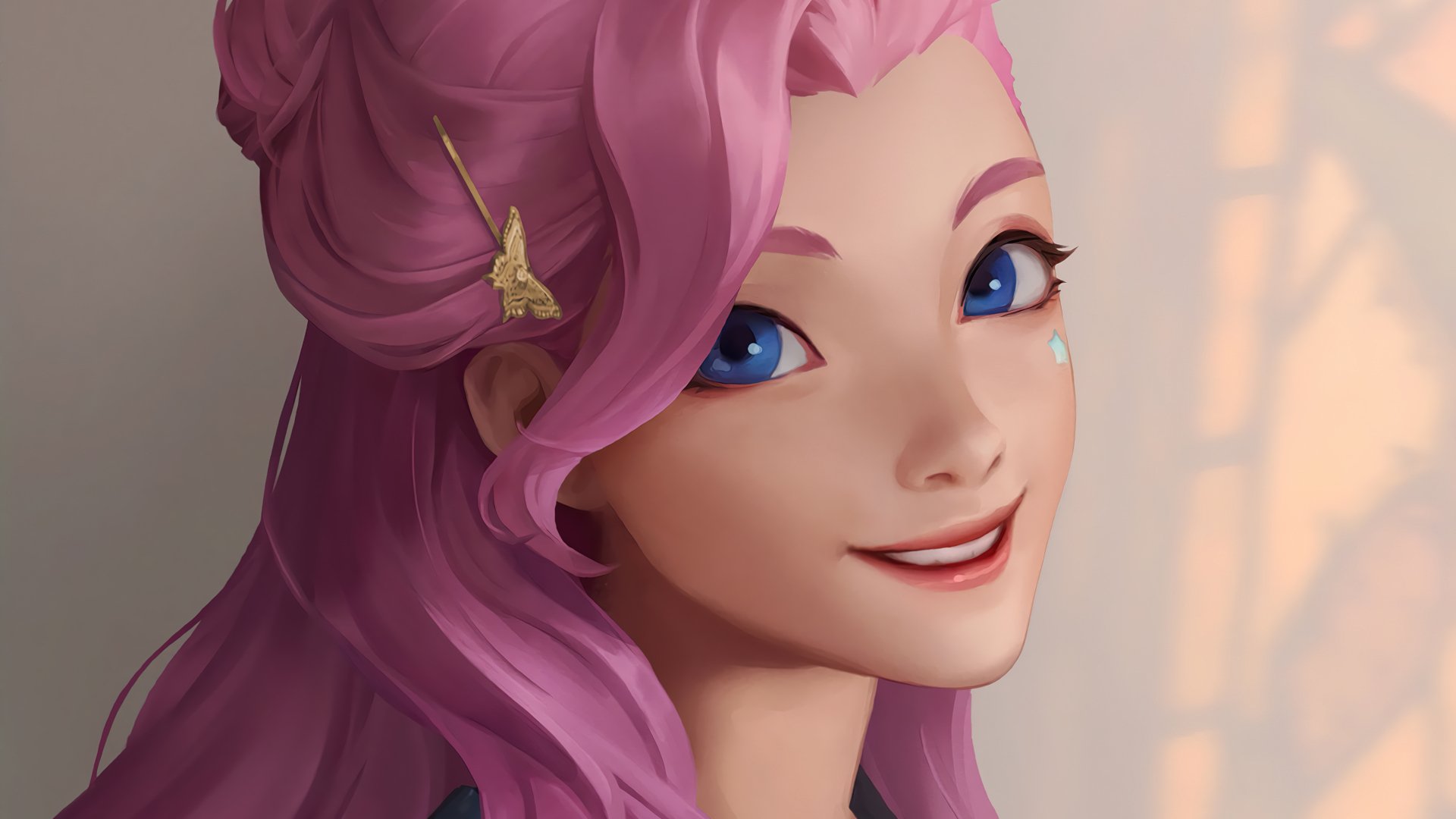 Download Blue Eyes Pink Hair Seraphine (League Of Legends) Video Game League Of Legends 4k Ultra HD Wallpaper