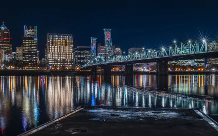 architecture building reflection Oregon river USA city Portland man made bridge HD Desktop Wallpaper | Background Image