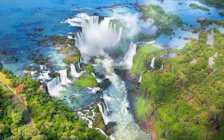 Argentina waterfall national park Iguazu Falls photography aerial HD Desktop Wallpaper | Background Image